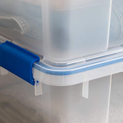 IRIS USA 4-Pack 26.5/44 Combo Qt Storage Bins with Gasket Lids, Clear/Blue - size: 27 & 44 Qt. Combo
