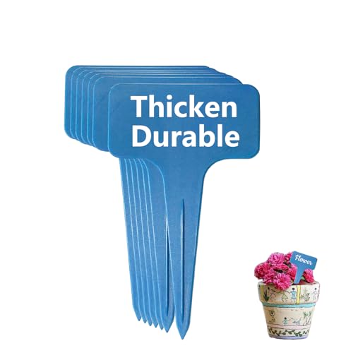 DaTpuik Blue Thick Plant Garden Labels, Plastic T-Type Nursery Markers Tags(100 Pcs) - color: Blue T Label, size: 4 inch