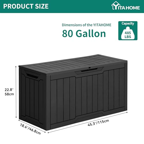 YITAHOME 80 Gallon Resin Deck Box - color: Black, size: 80 Gallon
