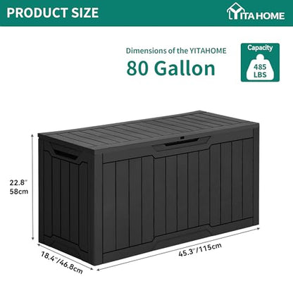 YITAHOME 80 Gallon Resin Deck Box - color: Black, size: 80 Gallon