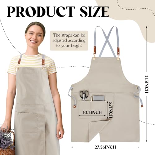 Crossback Pottery Apron Split Leg, Adjustable Straps - color: Beige