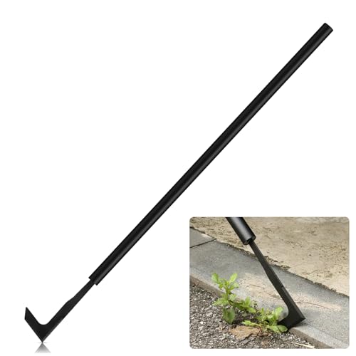 Hanaoyo 49.2” Long Handle Crack Weeder, 3 Adjustable Length Crevice Weeding Tool Manual Weeder Puller for Sidewalk, Paver, Wall Gaps, Lawn Yard Gardening Tool (Black)