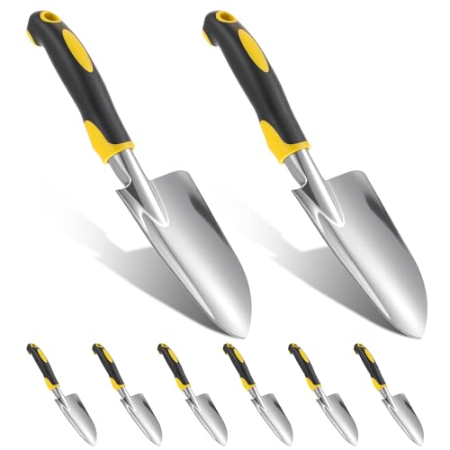 8 Pcs Garden Shovel Aluminum Alloy Heavy Duty Trowel Garden Tool Small Shovels for Digging Metal Hand Trowel Spade with Soft TPR Handle for Lawn Yard Farm Home Shop Planting
