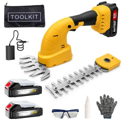 2-in-1 Cordless Hedge Trimmer & Grass Shear, 21V, Yellow