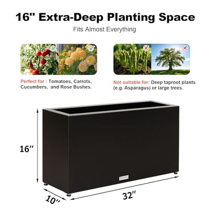 Metal Long Advanced Corrosion-Resistant Planter Box 16H 32W 10D in