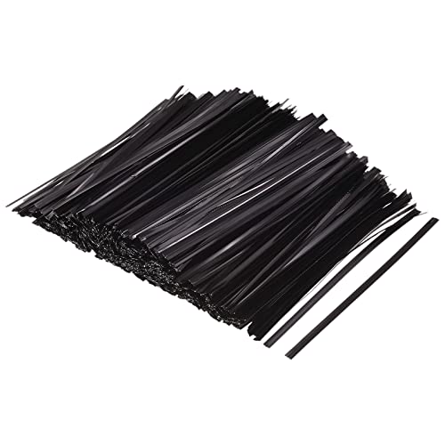 MECCANIXITY Foil Twist Ties 4" 10cm Metallic Plastic Closure Tie for Tying Bread, Candy, Cookies, Gift Bags Arts Crafts Ties Black Pack of 750 - color: Black, size: 4-inch