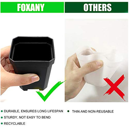 30Pcs 3" Nursery Pot with 30 Saucers Black, Square Plastic Plants Pots - color: Black
