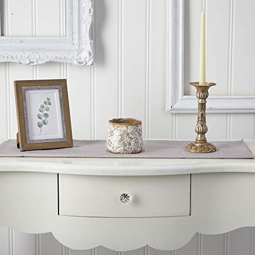 Nearly Natural 4.5in. Tuscan Ceramic Gray Scroll Planter, White - size: 4.5in.