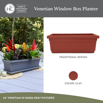 The HC Companies Venetian Window Planter Box, 30 Inch, Clay, 2-Pack - color: Clay, size: 30", style: Pack of 2