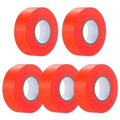 5 Pack Orange Flagging Tape, Non-Adhesive Plastic Ribbon Neon Marking Roll - color: Orange-5pack
