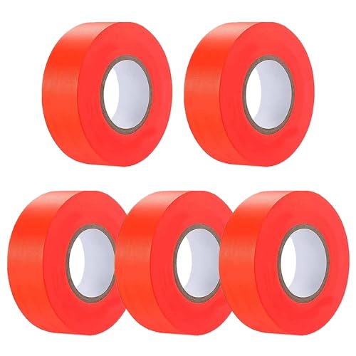 5 Pack Orange Flagging Tape, Non-Adhesive Plastic Ribbon Neon Marking Roll - color: Orange-5pack