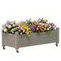 Raised Garden Bed with Wheels, Rolling Resin Planter Box, Gray - color: Gray, size: 13.3" H