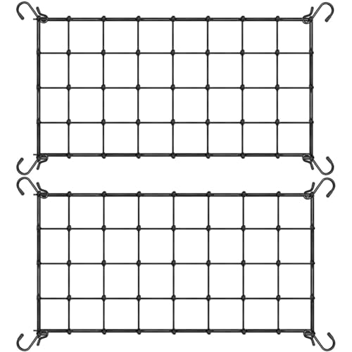 2x4 Ft Elastic Plant Trellis Net - 2-Pack Heavy Duty Garden Support Net with 4 Hooks for Grow Tents, Climbing Vegetables, Fruits & Flowers (Black) - size: 2x4ft stretched size-3mm d