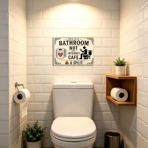 Metal Tin Sign This Is A Bathroom Not An Internet Cafe & Split 8x12 Inch - color: TPH378-US