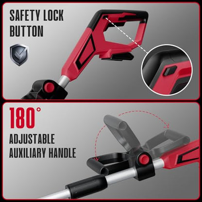 Brushless Lawn Edger Compatible with Milwaukee 18v Battery, Electric Cordless Edger/Trencher (Tool ONLY) 9’’ Blade, 3 Position Adjustable Depth, 180°Handle, Lightweight with Rear Wheel for Landscaping