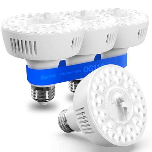 Barrina OG11A Grow Light Bulbs for Indoor Plant, 5000K 11W, 4 Packs, White - color: 5000K-White Cover, size: 11W-4 Packs