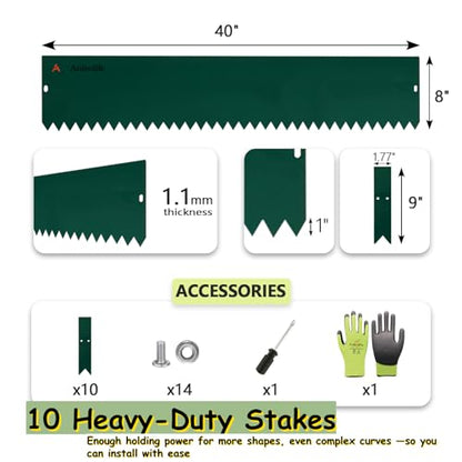 Anleolife 8-inch Green Steel Garden Edging - color: Green, style: 8 inch tall