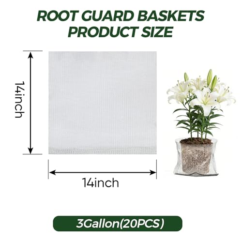 Gopher Baskets 3 Gallon 20 Pcs Root Guard Gopher Proof Wire Mesh Basket 14x14 in Stainless Steel Basket Fruit Protection Bag for Plants Root Barrier - size: 3 Gallon 20 PCS 14x14in