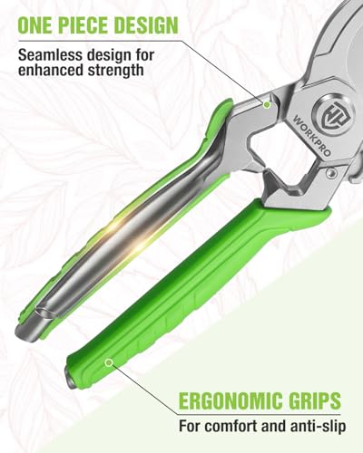 WORKPRO 8.5" Bypass Pruning Shears, Professional Forged Garden Shears