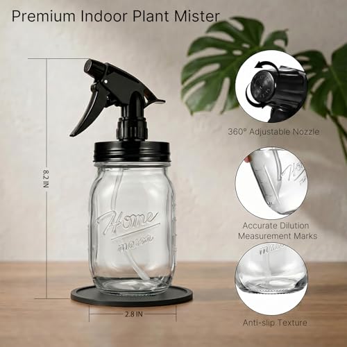 Glass Plant Mister Bottle, 16 oz Mason Jar Sprayer, Clear - color: Clear
