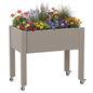 Raised Garden Bed with Wheels, Resin Elevated Planter Box, Brown - color: Medium Grey, size: 26.3" H