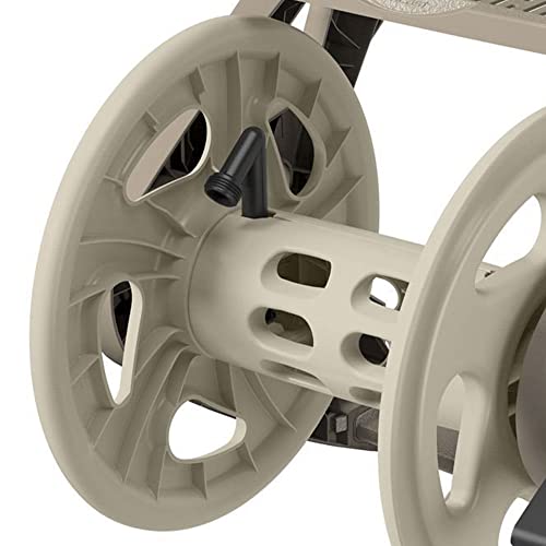 Suncast Handler Plastic Wall-Mounted Outdoor Weatherproof Garden Hose Storage Reel with Storage Tray, Holds 200 Feet of Hose (2 Pack)