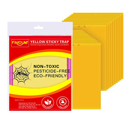Faicuk Dual Sided Yellow Sticky Traps for Flying Plant Insect, 20 Pack - size: 20 PACK