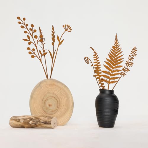 8-Piece Fern & Leaf Metal Garden Stakes - color: Rust Brown – Fern & Leaf