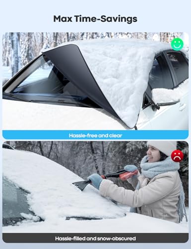 Lamicall Windshield Cover for Ice Snow, Magnetic 1S Snow Remove, Waterproof