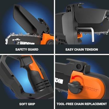 WORX Cordless Mini Chainsaw, 20V 5" Pruning Saw, WG324 - style: 5" 22 ft/s Pruning Saw 2.0Ah Battery