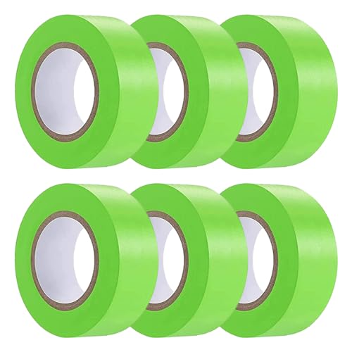 6 Pack Green Flagging Tape, Non-Adhesive Plastic Ribbon Neon Marking Roll - color: Green