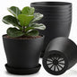 8inch Plant Pot with Large Drainage Holes &Saucer for Indoor Outdoor Plants - color: Black