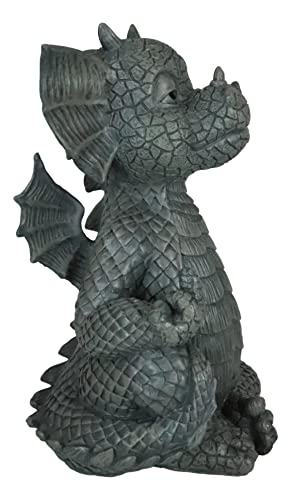 Ebros Keep Off Flip The Bird Rude Baby Dragon Sitting Statue 10" H Fairy Garden Faux Stone Resin Finish Guest Greeter Figurine - color: Flip the Bird Keep Off