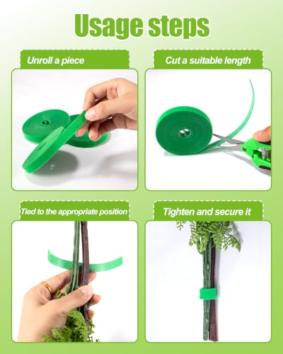 8 Rolls (131.2 feet totaling) Hook‑and‑Loop Plant Ties with Pruning Shears, Adjustable Reusable Garden Straps for Climbing Plants, Tomato Vines, 1/2" Wide