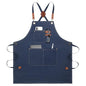 Aprons For Women Men With Large Pockets, Waterproof Cotton Chef Aprons For Cooking Server Grilling Bbq Kitchen - color: Dark Blue