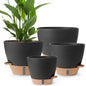 Self Watering Pots for Indoor Plants 12/10/9/8 Inch Plastic with Reservoir - color: Black
