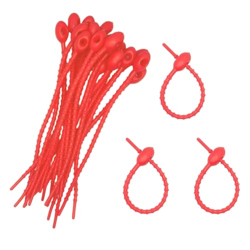 30pcs Silicone Self Locking Reusable Zip Ties for Fixing Bundling Organizing 4.7in Pastel Color Soft Cord Cable Strap Multi Purpose Twist Tie Clip for Garden Plant Home Kitchen Office (Red) - color: Red