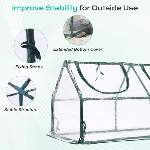 BPS 6x3x3 FT Mini Greenhouse with Roll-Up Zipper Windows, Transparent PVC - color: Transparent, size: 6x3x3 FT