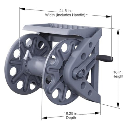 Liberty Garden Products Basics 512 Wall Mounted Hose Reel with Shelf Gray