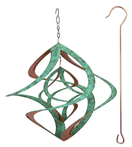 Red Carpet Studios Deluxe Double Helix Cosmix Wind Spinner, 14-Inch, Patina and Copper - color: Deluxe With Hanger Patina & Copper Finish