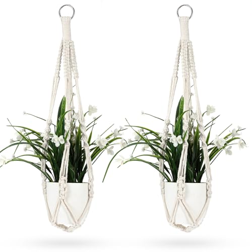 2Pcs 23" Short Macrame Plant Hanger, Short Macrame Plant Hangers