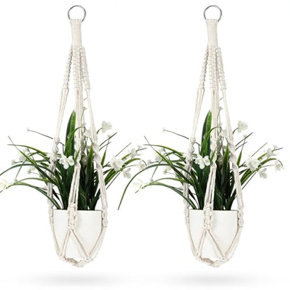 2Pcs 23" Short Macrame Plant Hanger, Short Macrame Plant Hangers