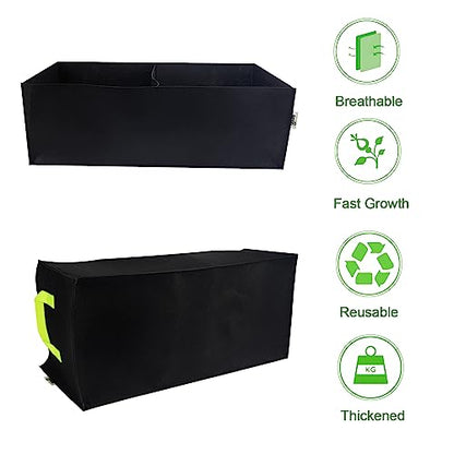 Plant Grow Bags, 5 Pack Fabric Raised Planting Bads, 2 Holes Rectangle Grow Bag, 10 Gallon Breathable Potato Tomato Planter Pots for Outdoor Vegetables Plant Flowers (Black) - color: Black 5 Pack 10 Gallon