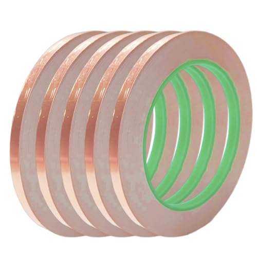 Double-Sided Conductive Copper Foil Tape 7/32" X 66Ft, 2 Mil，5-Pack - size: 7/32 inch*2mil*66ft-5
