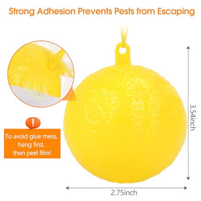 Fruit Fly Traps for Indoors, 12pcs Fly Ball Hanging Yellow Sticky Bug Ball - color: Orange