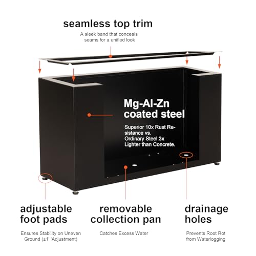 Metal Long Advanced Corrosion-Resistant Planter Box 16H 32W 10D in