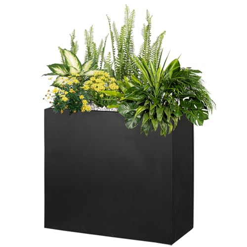 Metal Rectangular Planter Box 24" L x 12" W x 24"H Black Tall Metal Planter - color: Black, size: 24*12*24