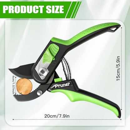 AIRAJ 8" Anvil Garden Shears,1.57” Cut Pruning Shears Garden Scissors Tools