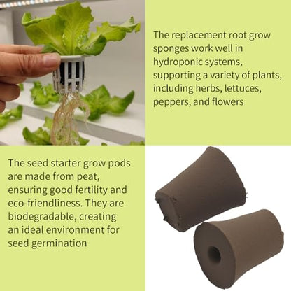 60Pack Grow Sponges, Seed Starter Plugs for Seeds and Cuttings, Suitable for Hydroponic Systems and Soil Cultivation for Indoor and Outdoor Plant Rooting Herbs Vegetables Cultivation Planting Sponges