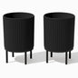 Veradek Demi Series Raised Planter - Round Planter with Stand - color: Black/Black, size: 12 inch - 2 Pack